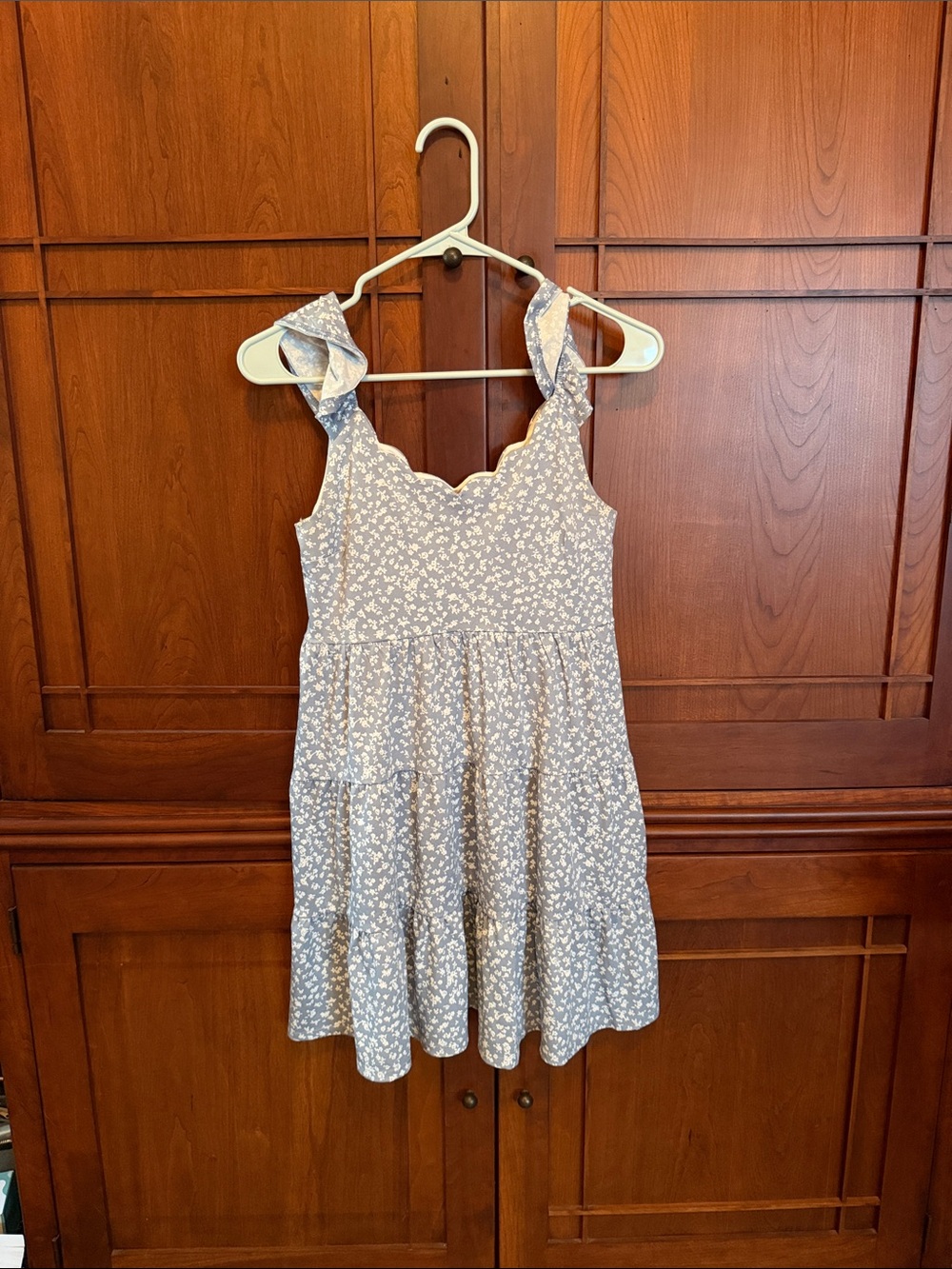 Monteau Light Blue Floral Ruffle-Strap Sundress for Girls